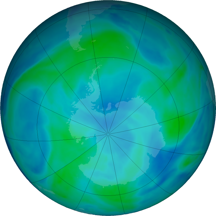 Antarctic ozone map for 04 March 2023